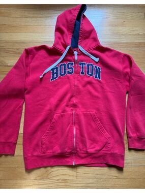Bay State Gear Vintage Red Boston Zip-Up Hoodie Sweatshirt size XL